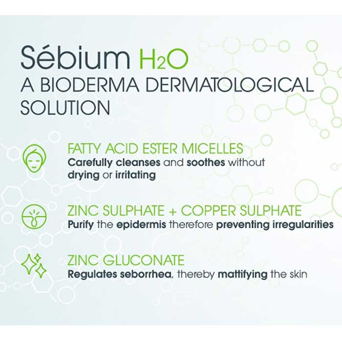 میسلار واتر پوست چرب و مختلط بایودرما 250ml 3 میسلار واتر پوست چرب و مختلط Sebium H2O بایودرما