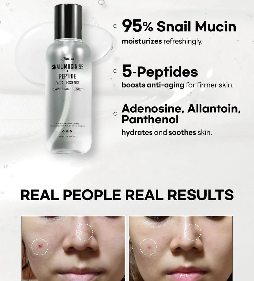 اسنس آبرسان حلزون جومیسو JUMISO Snail Mucin 95% + Peptide 5 اسنس آبرسان حلزون جومیسو