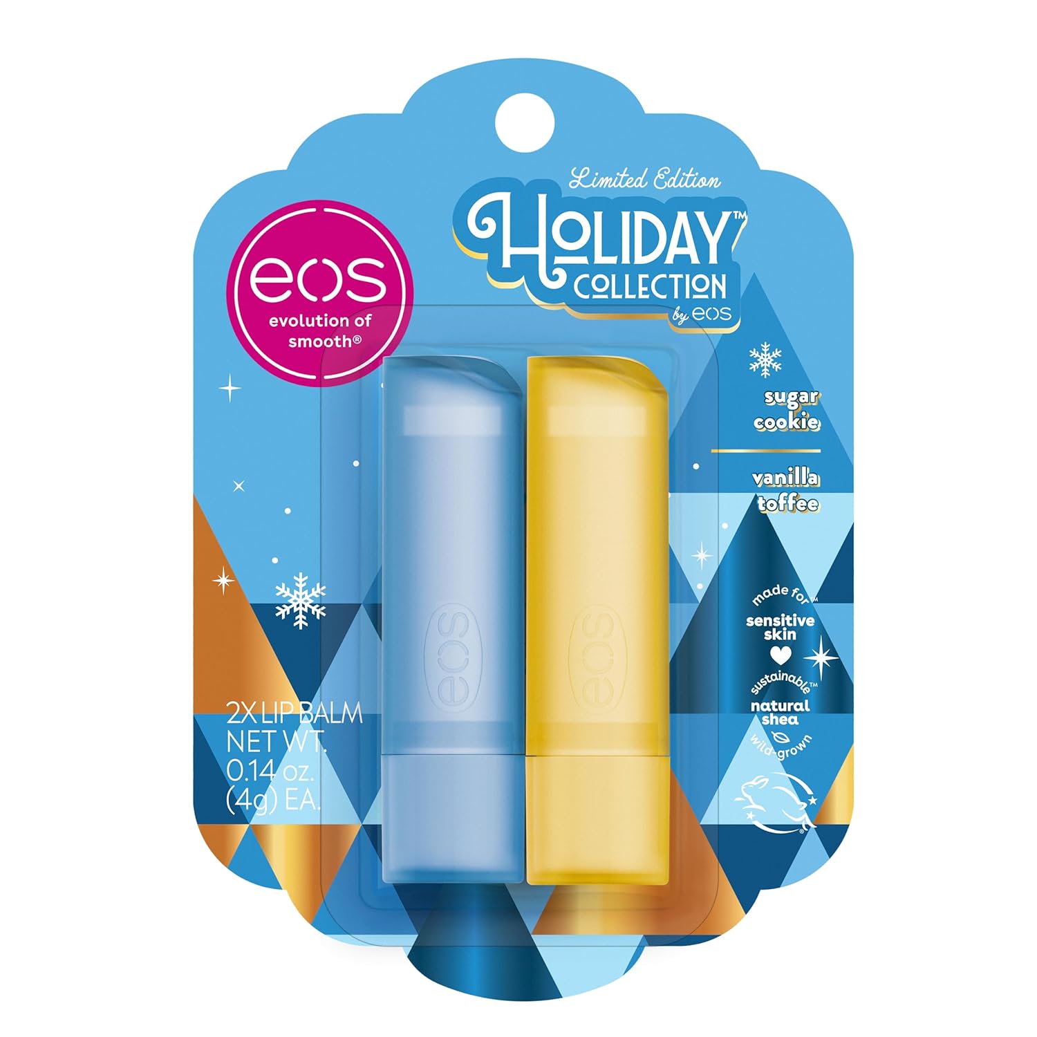 بالم لب تعطیلات EOS ( 2 طعم کوکی شکری و تافی وانیلی) eos Holiday Lip Balm Sugar Cookie & Vanilla Toffee 1 بالم لب تعطیلات EOS ( 2 طعم کوکی شکری و تافی وانیلی) eos Holiday Lip Balm Sugar Cookie & Vanilla Toffee
